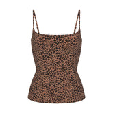 COTTON JERSEY SCOOP NECK CAMI | SIENNA NATURAL LEOPARD FLAT ON A WHITE BACKGROUND | FLT