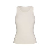RIB SLEEP TANK | IVORY & LAYS FLAT ON A WHITE BACKGROUND | FLT