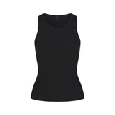 RIB SLEEP TANK | ONYX FLAT ON A WHITE BACKGROUND | FLT