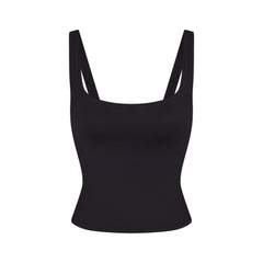 NikeSKIMS MATTE SQUARE NECK TANK | OBSIDIAN FLAT ON A WHITE BACKGROUND | FLT