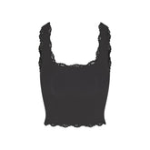 FITS EVERYBODY LACE TANK | ONYX(TANKS, TOPS) FLAT ON A WHITE BACKGROUND | FLT