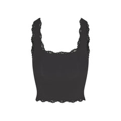 FITS EVERYBODY LACE TANK | ONYX(TANKS, TOPS) FLAT ON A WHITE BACKGROUND | FLT