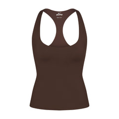 NikeSKIMS MATTE RACER BACK TANK | DARK SEPIA FLAT ON A WHITE BACKGROUND | FLT
