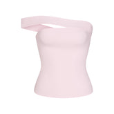 COTTON JERSEY ASYMMETRICAL TOP | CHERRY BLOSSOM LAYS FLAT ON A WHITE BACKGROUND | FLT