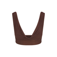 SHEER MODAL DRAPED BRALETTE | COCOA FLAT ON A WHITE BACKGROUND | FLT