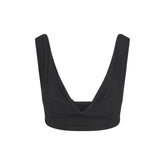 SHEER MODAL DRAPED BRALETTE | ONYX FLAT ON A WHITE BACKGROUND | FLT