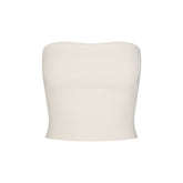 REFINED KNIT TUBE TOP | EGRET FLAT ON A WHITE BACKGROUND | FLT