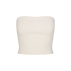 REFINED KNIT TUBE TOP | EGRET FLAT ON A WHITE BACKGROUND | FLT