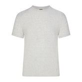 SKIMS COTTON MENS CLASSIC T-SHIRT | LIGHT HEATHER GREY (MENS T-SHIRTS, MENS TOPS) LAYS FLAT ON A WHITE BACKGROUND | FLT