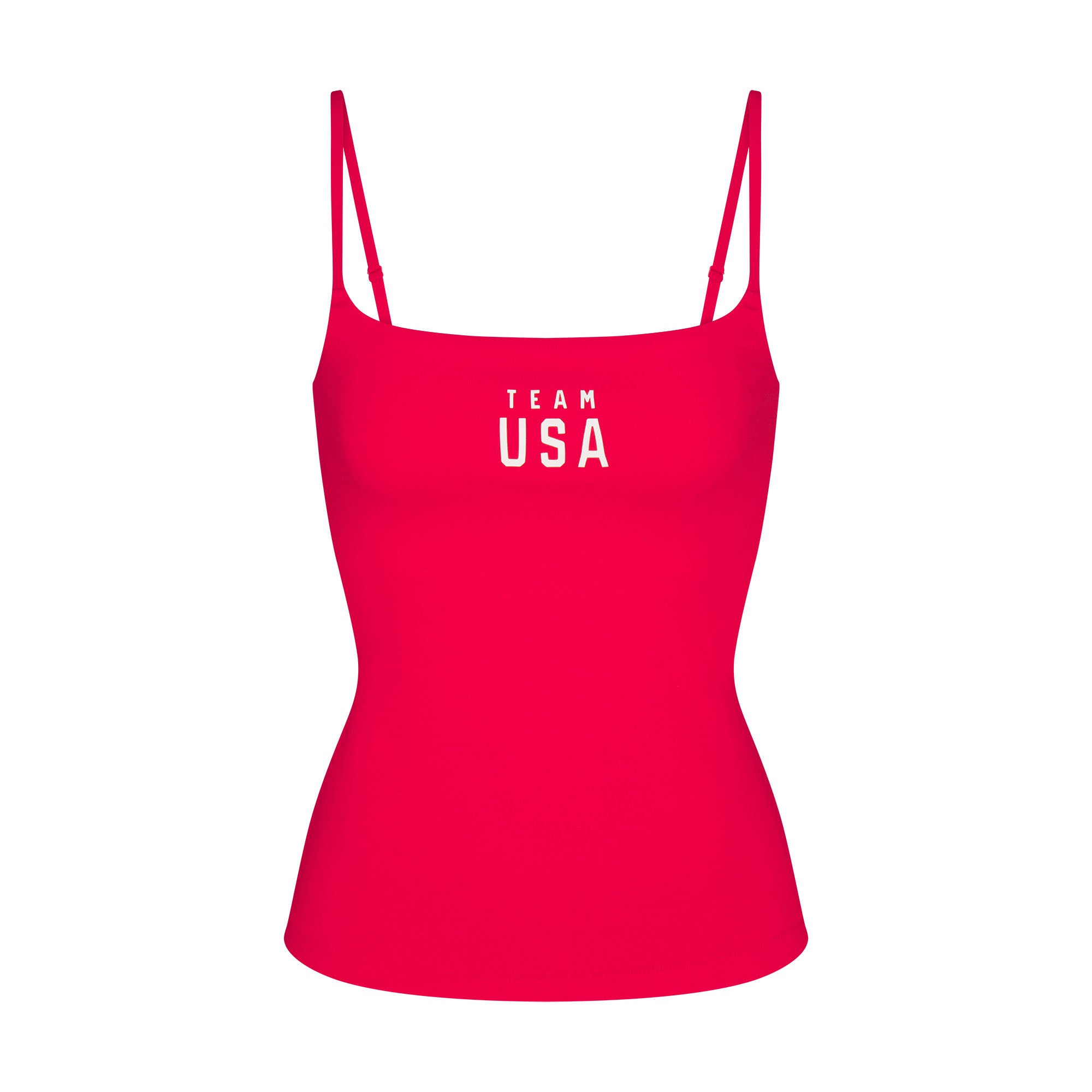 SKIMS FOR TEAM USA COTTON JERSEY OLYMPIC CAMI | RED FLAT ON A WHITE BACKGROUND | FLT