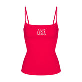 SKIMS FOR TEAM USA COTTON JERSEY OLYMPIC CAMI | RED FLAT ON A WHITE BACKGROUND | FLT