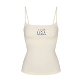 SKIMS FOR TEAM USA COTTON JERSEY PARALYMPIC CAMI | ECRUFLAT ON A WHITE BACKGROUND | FLT
