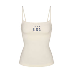 SKIMS FOR TEAM USA COTTON JERSEY OLYMPIC CAMI | ECRUFLAT ON A WHITE BACKGROUND | FLT