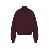 NikeSKIMS MATTE TRICOT TRACK JACKET | CURRANT FLAT ON A WHITE BACKGROUND | FLT
