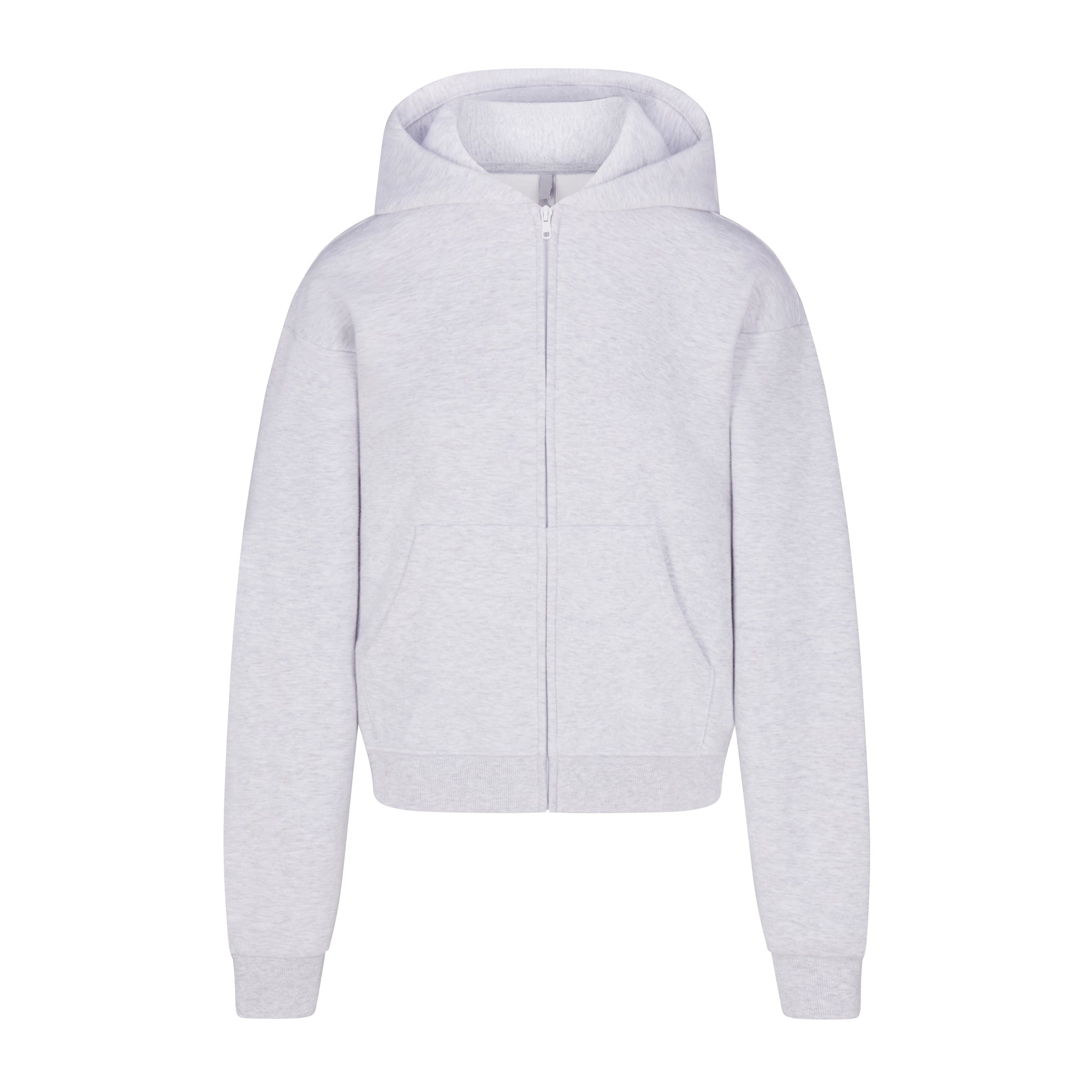 COTTON FLEECE CLASSIC ZIP UP HOODIE | LIGHT HEATHER GREY (ZIP UPS, TOPS) LAYS FLAT ON A WHITE BACKGROUND | FLT