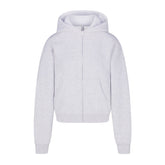 COTTON FLEECE CLASSIC ZIP UP HOODIE | LIGHT HEATHER GREY (ZIP UPS, TOPS) LAYS FLAT ON A WHITE BACKGROUND | FLT