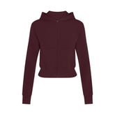 COTTON JERSEY ZIP UP HOODIE | CURRANT FLAT ON A WHITE BACKGROUND | FLT