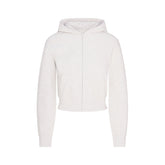 COTTON JERSEY ZIP UP HOODIE | LIGHT HEATHER GREY FLAT ON A WHITE BACKGROUND | FLT