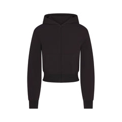 COTTON JERSEY ZIP UP HOODIE | SOOT FLAT ON A WHITE BACKGROUND | FLT