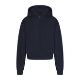 COTTON FLEECE CLASSIC ZIP UP HOODIE | NAVY & LAYS FLAT ON A WHITE BACKGROUND | FLT