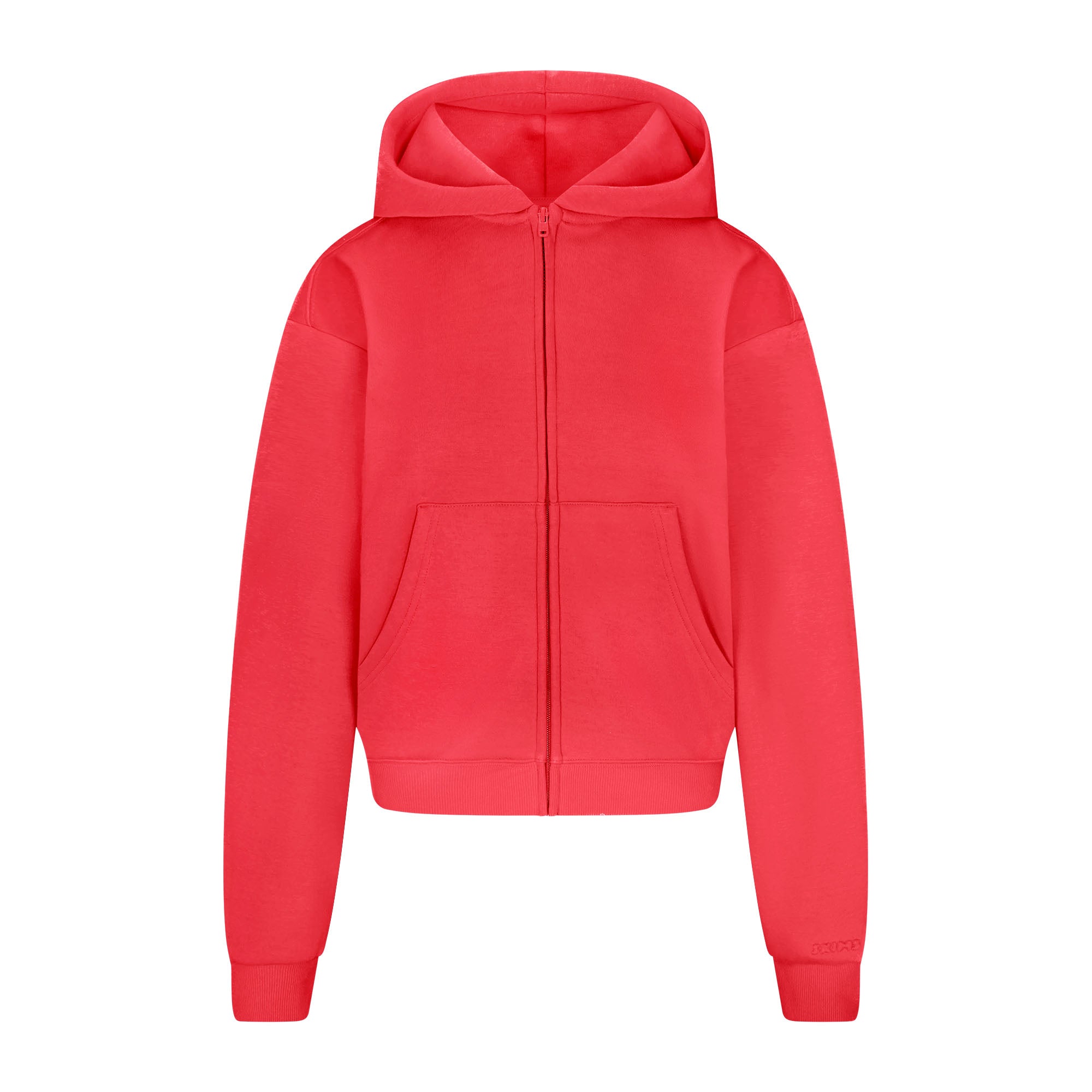 COTTON FLEECE CLASSIC ZIP UP HOODIE | WASHED RED FLAT ON A WHITE BACKGROUND | FLT