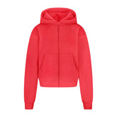 COTTON FLEECE CLASSIC ZIP UP HOODIE | WASHED RED FLAT ON A WHITE BACKGROUND | FLT