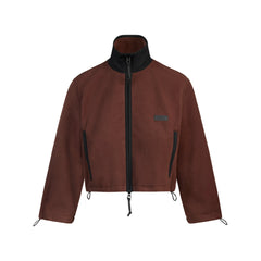 OUTDOOR FLEECE SHRUNKEN ZIP UP JACKET | COCOA FLAT ON A WHITE BACKGROUND | FLT