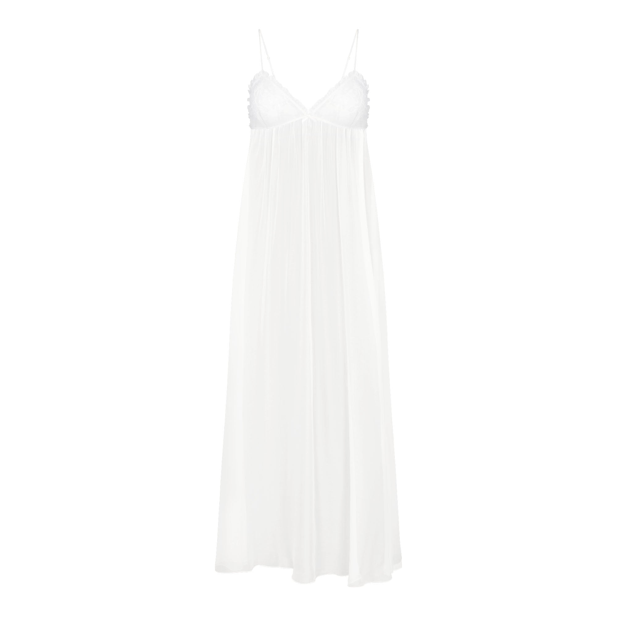 SKIMS ROMANCE LONG SLIP | IVORY LAYS FLAT ON A WHITE BACKGROUND | FLT