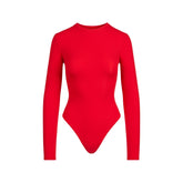 FITS EVERYBODY LONG SLEEVE CREW NECK BODYSUIT | CHERRY FLAT ON A WHITE BACKGROUND | FLT