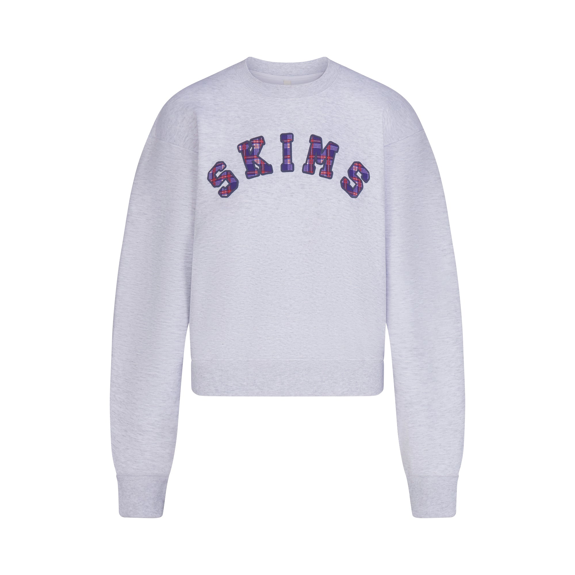 COTTON FLEECE CLASSIC CREWNECK | LHG ARCHED SKIMS PLAID ON A MODEL | FLT@ | FOCUS: 0.0, 1.0, 0.9