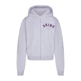 COTTON FLEECE CLASSIC ZIP UP HOODIE | LHG ARCHED SKIMS PLAID & LAYS FLAT ON A WHITE BACKGROUND | FLT