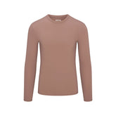 FITS EVERYBODY MENS FITTED LONG SLEEVE T-SHIRT | UMBER FLAT ON A WHITE BACKGROUND @ | FLT