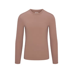 FITS EVERYBODY MENS FITTED LONG SLEEVE T-SHIRT | UMBER FLAT ON A WHITE BACKGROUND @ | FLT