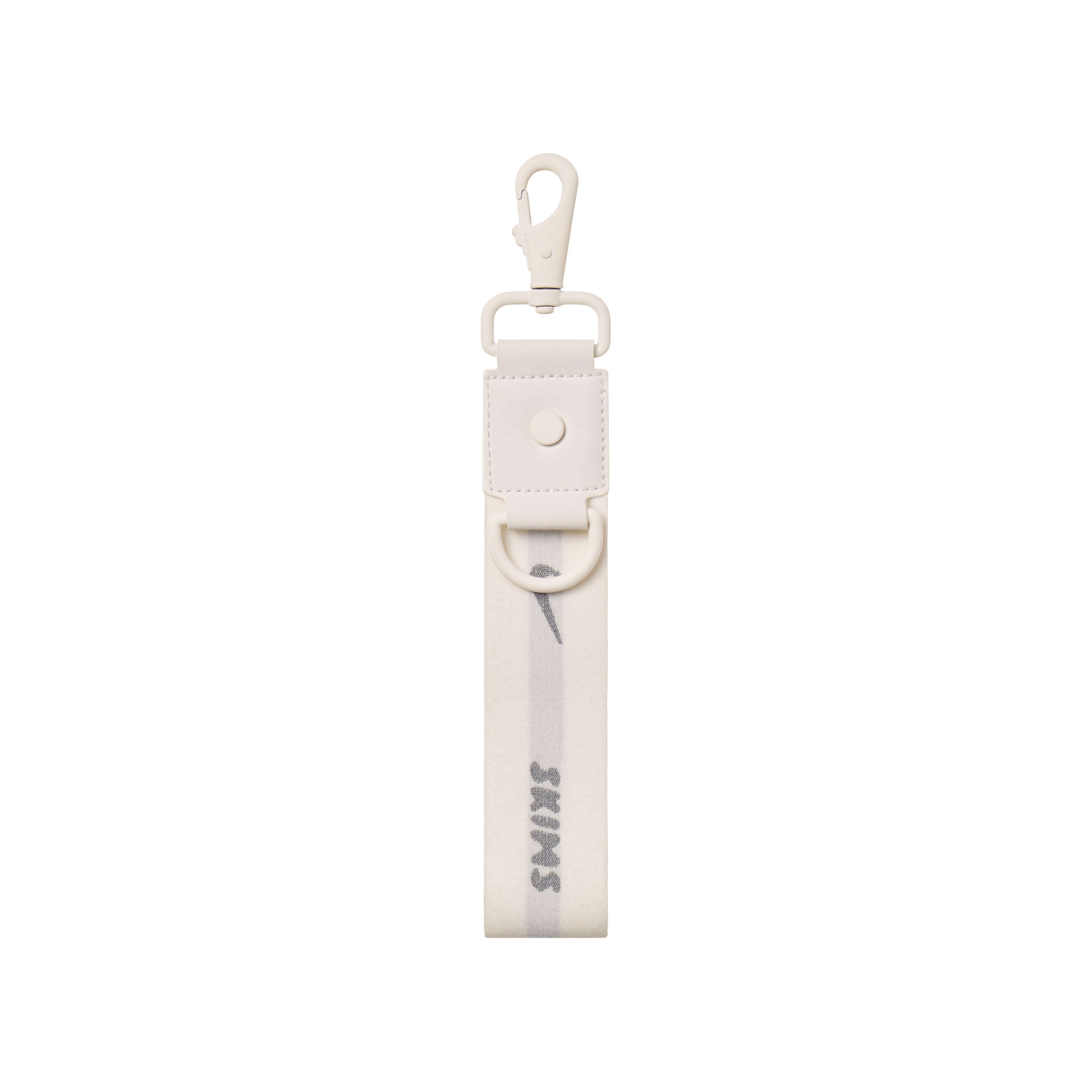 NikeSKIMS ACCESSORIES KEYCHAIN WRISTLET | IVORY LAYS FLAT ON A WHITE BACKGROUND