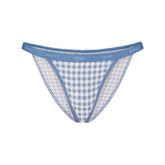 LIGHTWEIGHT COTTON LOGO PICOT STRING BIKINI | ARCTIC GINGHAM FLAT ON A WHITE BACKGROUND | FLT