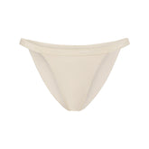 LIGHTWEIGHT COTTON LOGO PICOT STRING BIKINI | BUTTER TONAL FLAT ON A WHITE BACKGROUND | FLT