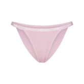 LIGHTWEIGHT COTTON LOGO PICOT STRING BIKINI | PEONY FLAT ON A WHITE BACKGROUND | FLT