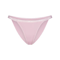 LIGHTWEIGHT COTTON LOGO PICOT STRING BIKINI | PEONY FLAT ON A WHITE BACKGROUND | FLT