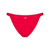 LIGHTWEIGHT COTTON LOGO PICOT STRING BIKINI | RUBY TONAL FLAT ON A WHITE BACKGROUND | FLT