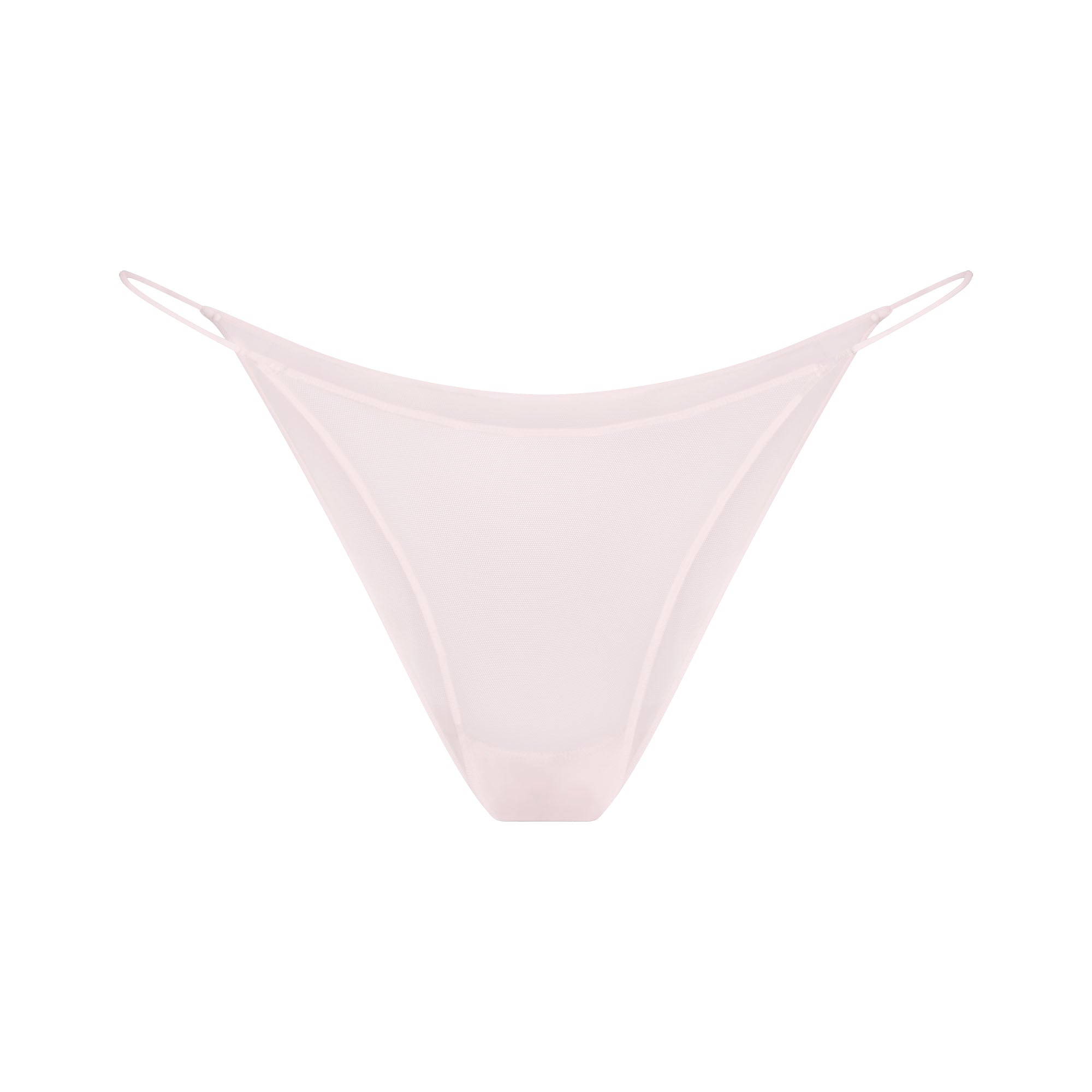 ULTRA FINE MESH STRING BIKINI | BARELY PINK FLAT ON A WHITE BACKGROUND | FLT