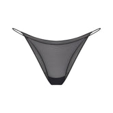 ULTRA FINE MESH STRING BIKINI | OBSIDIAN FLAT ON A WHITE BACKGROUND | FLT