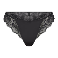 SKIMS LACE BIKINI | ONYX FLAT ON A WHITE BACKGROUND | FLT
