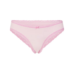 LIGHTWEIGHT COTTON LACE BRIEF | CHERRY BLOSSOM FLAT ON A WHITE BACKGROUND | FLT
