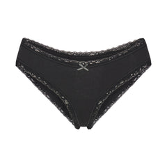 LIGHTWEIGHT COTTON LACE BRIEF | SOOT FLAT ON A WHITE BACKGROUND | FLT