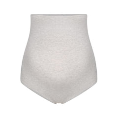 COTTON JERSEY MATERNITY HIGH-WAISTED BRIEF | LIGHT HEATHER GREY FLAT ON A WHITE BACKGROUND | FLT