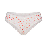 LIGHTWEIGHT COTTON POINTELLE LACE BRIEF | SNOW ARROWED HEARTS FLAT ON A WHITE BACKGROUND | FLT