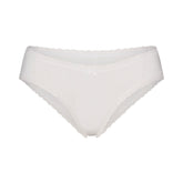 LIGHTWEIGHT COTTON POINTELLE LACE BRIEF | SNOW FLAT ON A WHITE BACKGROUND | FLT