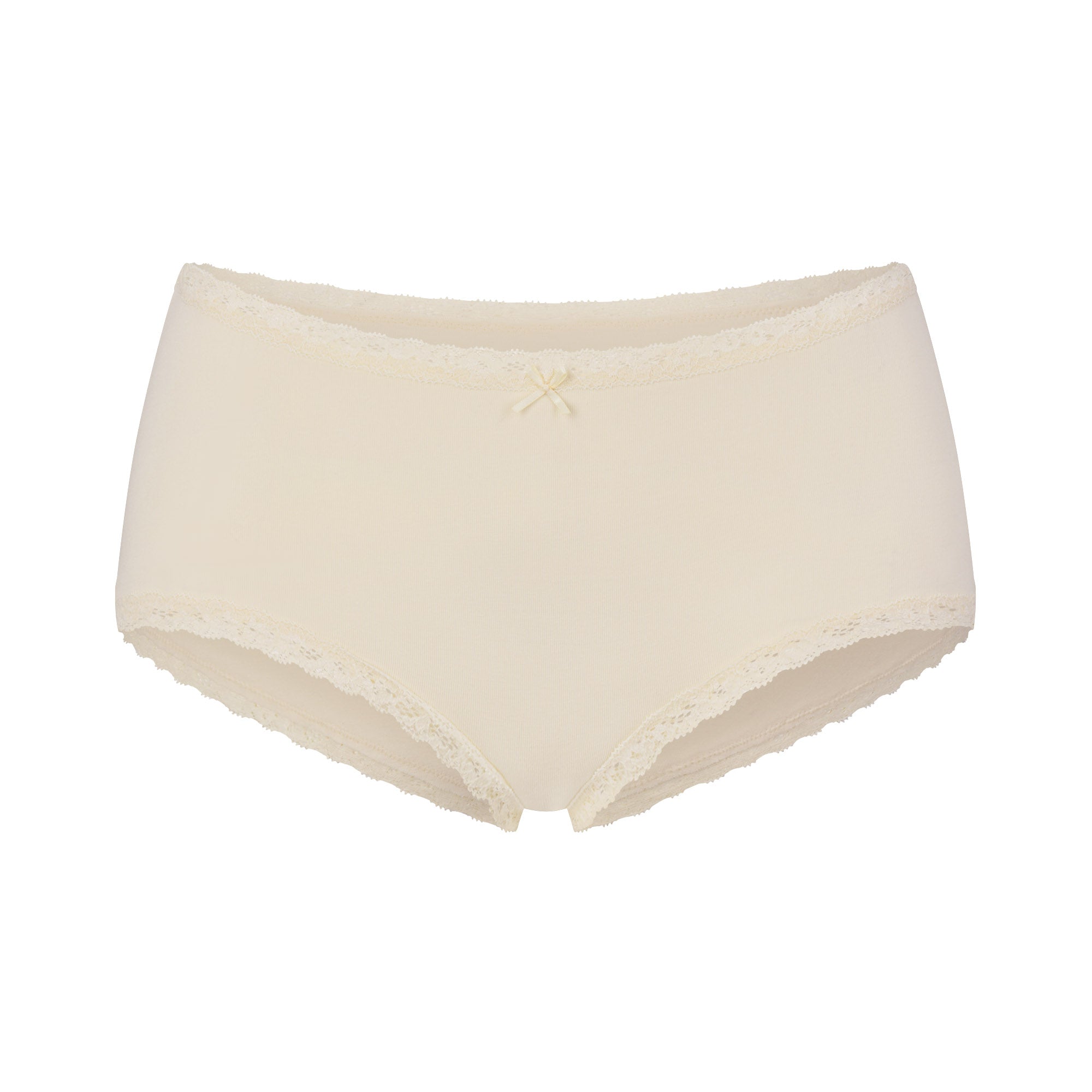 LIGHTWEIGHT COTTON LACE BOY SHORT | BUTTER TONAL FLAT ON A WHITE BACKGROUND | FLT