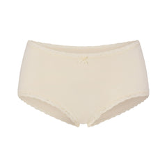 LIGHTWEIGHT COTTON LACE BOY SHORT | BUTTER TONAL FLAT ON A WHITE BACKGROUND | FLT