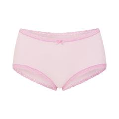 LIGHTWEIGHT COTTON LACE BOY SHORT | CHERRY BLOSSOM FLAT ON A WHITE BACKGROUND | FLT